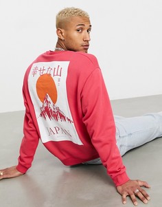 Oversize-свитшот с принтом на спине ASOS DESIGN-Розовый
