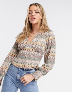 Трикотажный кардиган с контрастным ажурным рисунком Never Fully Dressed-Мульти