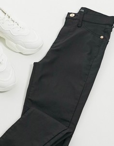 Зауженные вощеные джинсы черного цвета с завышенной талией River Island-Черный