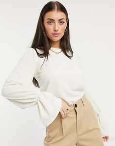 Бежевый топ с длинными пышными рукавами River Island