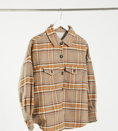 Клетчатая куртка-рубашка в стиле oversized из ткани с добавлением шерсти Native Youth-Мульти
