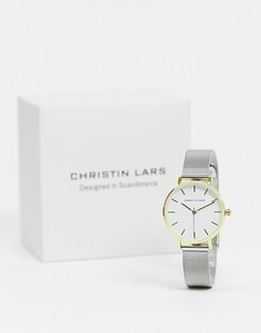 Серебристые часы с золотистым циферблатом Christin Lars-Серебряный