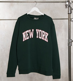 Свитшот с принтом «New York» на груди ASOS DESIGN Рlus-Зеленый