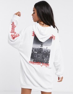 Платье-худи мини с принтом ASOS DESIGN-Черный