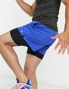 Синие спортивные шорты «два в одном» ASOS 4505-Синий