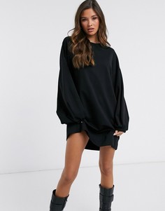 Черное платье-свитшот в стиле oversized с широкими рукавами ASOS DESIGN-Черный