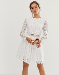 Кружевное свадебное платье кроп-топ мини ASOS EDITION Gigi-Белый