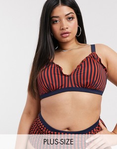 Бикини-топ в полоску с оборками Junarose-Мульти