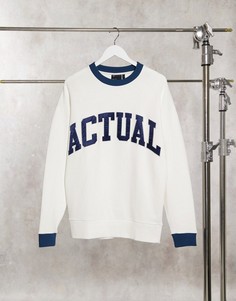 Oversize-свитшот с аппликацией в виде логотипа ASOS Actual-Белый