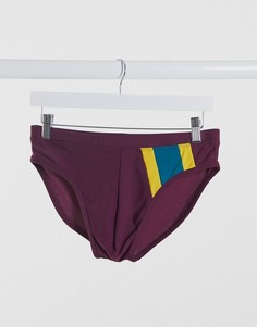 Бордовые плавки с полосками ASOS DESIGN-Красный