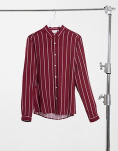 Бордовая рубашка классического кроя в полоску из вискозы ASOS DESIGN-Красный