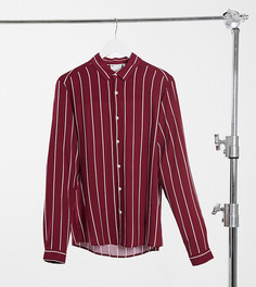 Бордовая рубашка классического кроя в полоску из вискозы ASOS DESIGN Tall-Красный