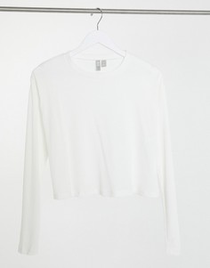 Белый свободный лонгслив в диагональный рубчик ASOS DESIGN