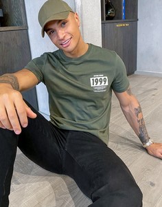 Футболка цвета хаки с принтом 99 New Look-Зеленый