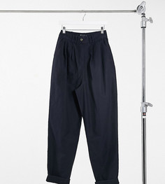 Темно-синие широкие брюки со складками ASOS DESIGN Tall-Темно-синий