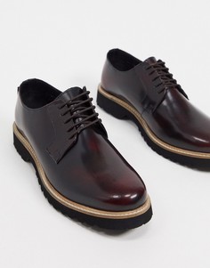 Бордовые туфли из полированной кожи на шнуровке и массивной подошве Ben Sherman-Красный