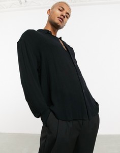 Черная вискозная рубашка в стиле 90-х ASOS DESIGN-Черный