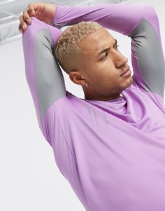 Лонгслив для бега с контрастными вставками ASOS 4505-Фиолетовый