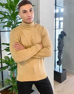 Бежевый плотный трикотажный джемпер с отворачивающимся воротом New Look-Светло-бежевый