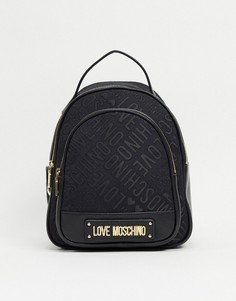 Черный жаккардовый рюкзак с логотипом Love Moschino