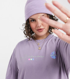 Эксклюзивный фиолетовый лонгслив в стиле oversized с принтом "Unity worldwide" COLLUSION Plus