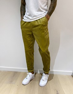 Узкие вельветовые брюки на шнурке оливково-зеленого цвета ASOS DESIGN-Зеленый