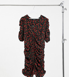 Чайное платье мини с принтом вишен Wednesdays Girl Curve-Черный