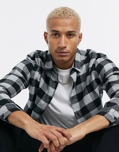 Черная рубашка в клетку Bershka-Черный