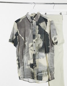 Серая рубашка с принтом Topman-Красный