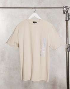 Светло-бежевая футболка из коротковолокнистого хлопка River Island-Светло-бежевый