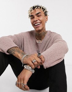 Пыльно-розовый фактурный oversized свитер ASOS DESIGN