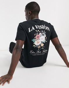 Черная футболка с цветочным принтом River Island-Черный