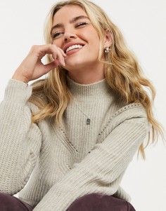 Вязаный «косами» джемпер цвета неокрашенной шерсти Vila-Бежевый