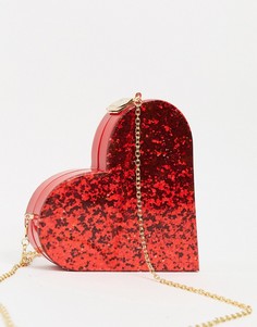Оригинальный клатч в форме сердца ASOS DESIGN-Красный