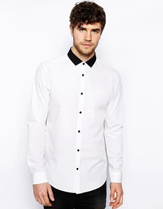 Рубашка с контрастным воротником New Look Penny-Белый