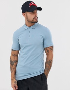 Синяя облегающая трикотажная футболка-поло ASOS DESIGN-Синий