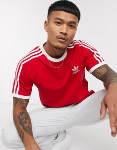 Красная футболка с 3 полосками adidas Originals-Красный