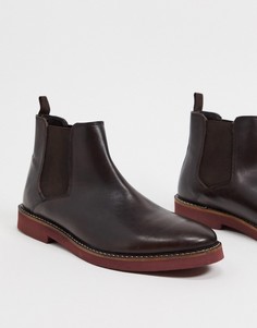 Коричневые кожаные ботинки челси с контрастной подошвой ASOS DESIGN-Коричневый