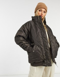 Коричневый стеганый oversized-бомбер ASOS DESIGN hero
