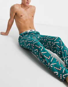 Штаны для дома с новогодним принтом ASOS DESIGN-Зеленый