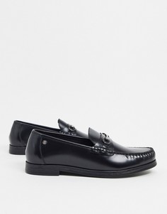 Черные кожаные лоферы с металлической вставкой Ben Sherman-Черный
