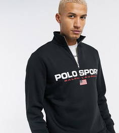 Черный свитшот с короткой молнией и логотипом спереди Polo Ralph Lauren Sport - эксклюзивно для ASOS