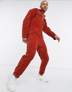 Коричневый вельветовый комбинезон ASOS DESIGN