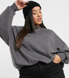 Уютный свитшот-кокон в стиле oversized темно-серого меланжевого цвета ASOS DESIGN Curve-Черный