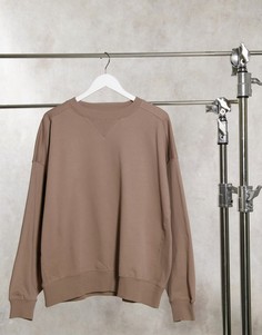 Светло-коричневый oversized-свитшот с дизайном «кокон» и вставками ASOS DESIGN-Кремовый