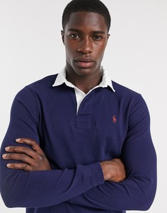 Темно-синяя рубашка-поло в стиле регби Polo Ralph Lauren-Темно-синий