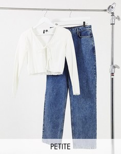 Кардиган белого цвета в рубчик с завязкой спереди Vero Moda Petite-Белый