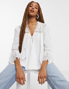 Белая блуза с вышивкой с застежкой на пуговицах Free People Esme-Белый