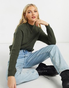 Темно-зеленый трикотажный джемпер с высоким воротником Vila