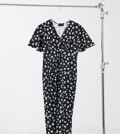 Платье миди на пуговицах с черно-белым звериным принтом ASOS DESIGN Maternity-Черный